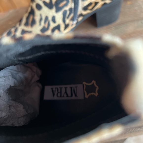 LEOPARD Genuine Cowhide & Leather Bootie 2025 TREND combat ankle boot used - Picture 12 of 14